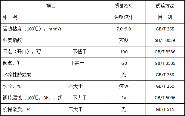 气弹簧阻尼油（MTGS-8）性能指标