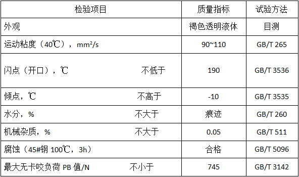 冷镦成型油（MTCHFO）性能指标