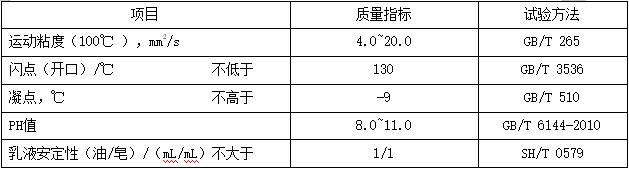 脱模油（MTFO）性能指标